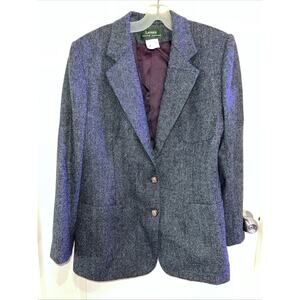 Lauren Ralph Lauren Blazer Womens Size 16 Houndstooth Wool Alpaca Classic Jacket